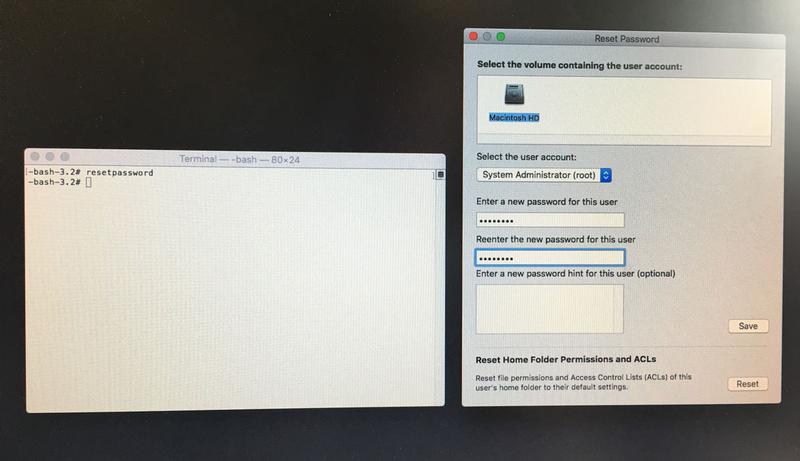 how to reset admin password without disk for os x 10.4.1